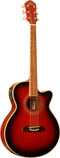 Oscar Schmidt Concert Acoustic Electric Guitar - Flame Trans Red - OG10CEFTR